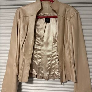 Elegant Cream Leather Jacket